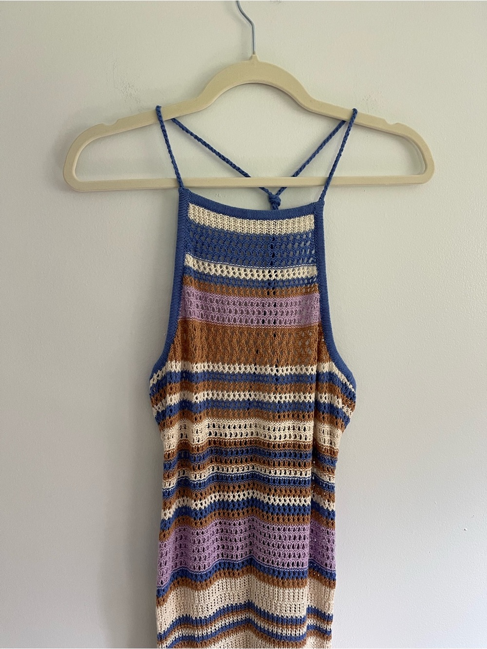 L*SPACE Allegra Crochet Halter Maxi Dress Multi Color Bathing Suit Swim Coverup - Picture 3 of 7